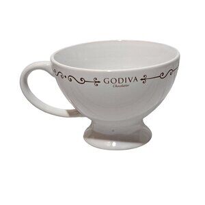 2013 Godiva Chocolatier Mug Large White Soup Tea Hot Coco Coffee Cup 3 3/4" Tall